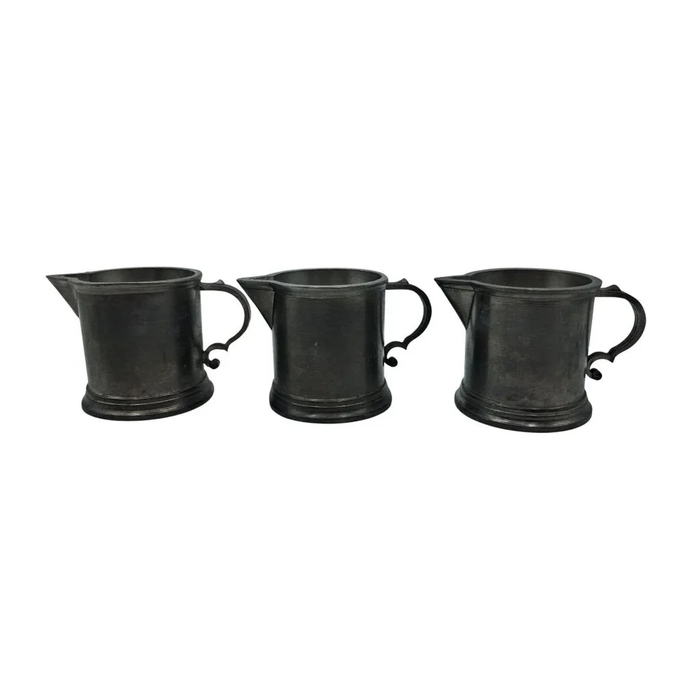 Guetezeichen Zinngerat RAL Pewter Mini Pitcher Set Unisex Small Gray Vintage‎